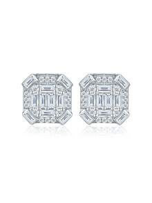 925 Sterling Silver Moissanite Earrings, Hypoallergenic Minimalist Luxury Design, Anti-Oxidation Versatile Earrings, Gift For Valentine's Day, Mother's Day, Wedding, Engagement, Birthday, Comes With Gift Box And Certificate - Silver - View 9