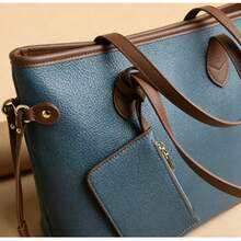 Light Luxury Tote Bag Women's Foreign Style New Fashion Women's Bag Casual Large-Capacity Messenger Bag Women's Shoulder Bag - 藍色 - 查看 4