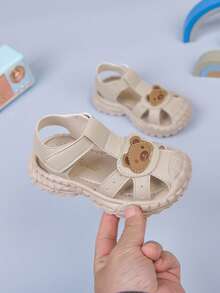 夏季时尚百搭婴儿凉鞋，可爱小熊设计：鞋头饰有3D小熊贴片，柔软可爱，瞬间吸引孩子和家长的目光。 - 卡其色 - 查看 8