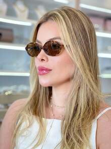 Women's Retro Semi-Round Sunglasses With UV400 Protection, Fashionable 2026, Durable, Stylish Oval. - Multicolor - View 4