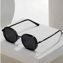 Men's Summer Metal Geometric Fashion Glasses, Streetwear Style, Available In Black/Gold - Gold - View 1