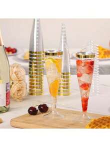 100/50/30/25/20/10pcs Set Transparent Gold/Champagne/Wine/Cocktail/Wedding Toast Reusable Cups, Suitable For New Year, Christmas, Party, Wedding And Other Large Events, Birthday, Valentine's Day And Back To School Season - View 10