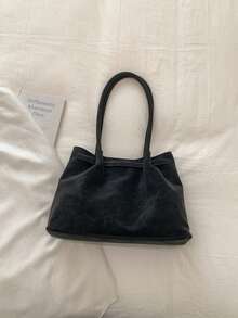 Bolso de mano tipo tote de moda retro para mujer, nuevo bolso de hombro de gran capacidad para ir al trabajo de primavera, bolso minimalista y personalizado tipo INS - Negro - Ver 2