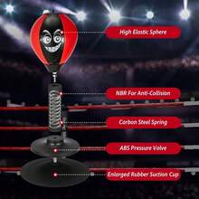 Stress Relief Desktop Punching Bag Super Strong Suction Cup Base Speed Bag, High Elastic Spring Reflex Punch Ball For Office, Home,Durable PU Leather - Red - View 2