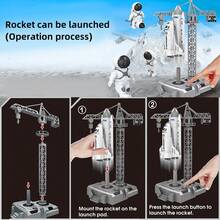 Spaceship + 3 Astronauts Launchable Rocket Center, Science Experiment Learning Cognitive Educational Aerospace Knowledge, Astronaut Model, Children Christmas Gift Toy - White - View 12