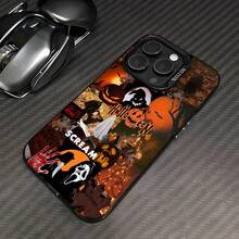 Noche de miedo con temática naranja de Halloween Scream.funda de teléfono Fundas compatibles con ,Apple,VIVO,OPPO,,, y Honor.Fabricadas en silicona TPU,ofrecen protección contra golpes y caídas. - Negro - Ver 3