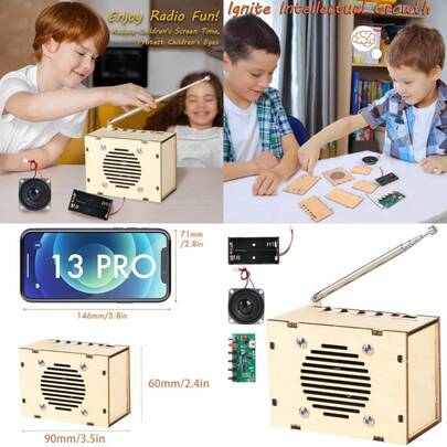 Science Kits For Age 8-12 12-14 STEM Kits For Age 8-10 STEM Toys Build Your Own FM Radio Kit DIY Electronic Snap Circuits Projects Gifts For Teen Girls Boys 9 11 13 15 16+ Classic Wood