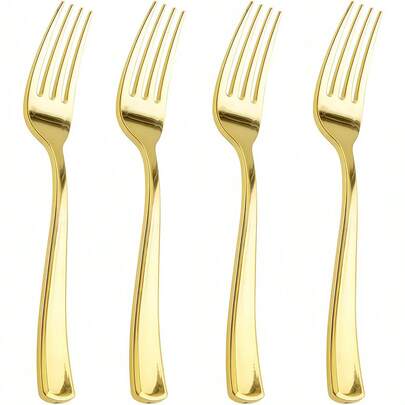 150/50/25/12pcs Gold Reusable Forks Set - Dishwasher And Reusable. Dessert Forks, Salad Forks, Cake Forks Set, Suitable For Home, Restaurant, Wedding, Party. Applicable For Home, Restaurant, Wedding, Outdoor, Birthday, Party, Holiday Gathering, Etc.