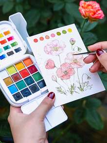 1 Set 16-Color Portable Solid Watercolor Paint, Whole Set Of Watercolor Paints For Sketching, Hand Painting, Graffiti, Suitable For Beginners, Students, Art Majors - Sets - View 8