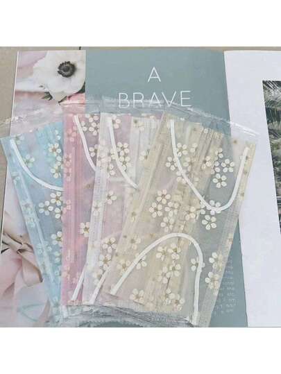 40Pcs Fresh And Light Floral Net-Silk Mask, Multi-Color Breathable Disposable Decorative Mask, Youthful Daily Protection Mask, Fresh And Youthful Style. Net-Silk Breathable Material, Small Floral Print, Multiple Colors Available, Mask Type, Protective Decoration, "Fresh Floral" Net-Silk Mask. Suitable For Youthful Daily Outfits / Daily Protection / Party Styling / All-Season Use.