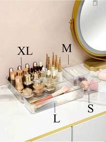 透明桌面抽屉式收纳盒，带分隔板，适合学生宿舍收纳文具和日常用品，可堆叠多尺寸透明容器，桌面整理盒，适用于书房装饰、节日装饰、房间装饰、夏季旅行装饰、化妆品收纳、办公用品收纳、女士夏季礼物收纳及整理、斋月必备品 - 無色 - 查看 8