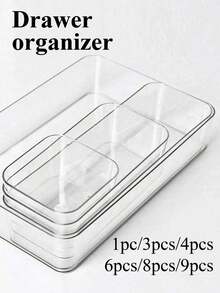 11pcs/9pcs/5pcs/4pcs/1pc Transparent Drawer Style Storage Box, Makeup Organizer Box, Drawer Type Sorting Storage Box, Desktop Sorting Storage Box, Suitable For Storing Face Masks, Lipsticks, Perfumes, Makeup Brushes, Eyeshadows, Skincare Products, Kitchen Utensils, Snacks, Stationery, Room Decor, Home Decor, Bathroom Decor, Wardrobe Organizer - Multicolor - View 1