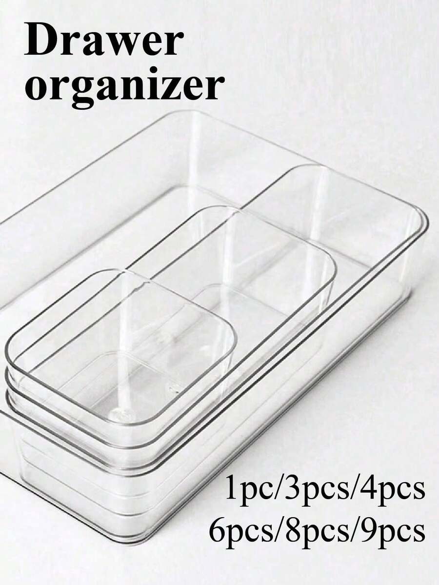 11pcs/9pcs/5pcs/4pcs/1pc Transparent Drawer Style Storage Box, Makeup Organizer Box, Drawer Type Sorting Storage Box, Desktop Sorting Storage Box, Suitable For Storing Face Masks, Lipsticks, Perfumes, Makeup Brushes, Eyeshadows, Skincare Products, Kitchen Utensils, Snacks, Stationery, Room Decor, Home Decor, Bathroom Decor, Wardrobe Organizer - Multicolor - View 1