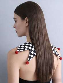 1 chiếc cổ áo rời kiểu chú hề cổ điển, phụ kiện trang phục biểu diễn xiếc cho nam và nữ, thiết kế dễ thương với quả bông trang trí, cổ áo giả đa năng. - Quả bóng lớn màu đỏ hình thoi - Xem 4