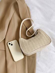 Bolso de hombro minimalista de unicolor y de moda, esencial para viajar, visitar amigos, fotografía - Bolso de hombro de estilo callejero casual para mujer - Multicolor - Ver 8