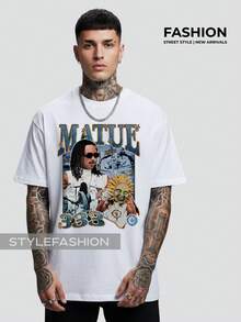 Streetwear T-Shirt Rapper Matuê Album 333 National Hip Hop Singer Light Years Tshirt Tuê Time Machine - 白色 - 查看 1