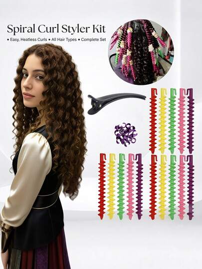 1Pack( About 20pcs )Hair Curling Rods Spiral Hair Perm Rollers DIY Hairdressing Styling Tools ,Spiral Hair Curlers No Heat Spiral Curls Styling Rollers Accessories DIY Hair Styling Tools Hair Tool Kit
