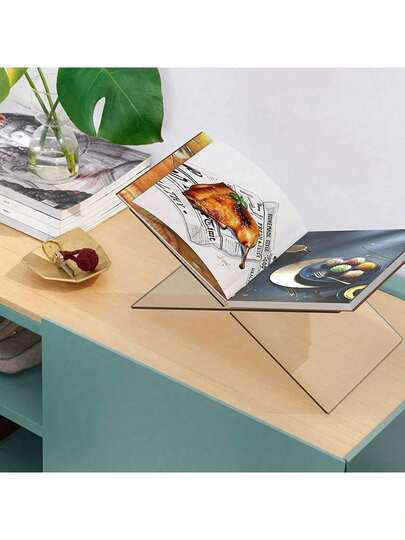1pc X-Shaped Transparent Acrylic Bookshelf, Acrylic Reading Shelf, Display Rack For Books, Albums, Magazines, Tabletop Decor, Candle Holder, Cup Stand, Wedding Party Supplies, Creative Desktop Ornament