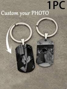 Customized Photo Keychain, Fashionable Personalized Engraved Photo Keychain, Anniversary Gift, Halloween Decoration, Backpack Pendant, Birthday Gift, Holiday Gift, Valentine's Day Gift, Gift For Girlfriend/Mother, Graduation Gift, Christmas Gift, Rose Gold, Platinum, Frosted Gold, Suitable For Middle School, High School, College Students - Multicolor - View 8
