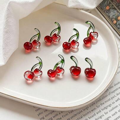 Cherry-Shaped Silicone Mold, Clay Mold, Suitable For Making DIY Craft Molds Such As Resin Bracelets, Earrings, Necklaces, And Nail Art Supplies. Perfect For Valentine's Day, Spring, Easter, Mother's Day, And More.