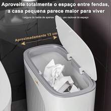 Haosin 8L (2.11 Gal) Slim Trash Can With Pressure Lid - Airtight, Odor-Resistant, Space-Saving For Bathroom/Bedroom (6x13x24cm) Narrow Slotted Wastebasket Garbage Bin Perfect Organization Gift For Christmas - 白色 - 查看 7