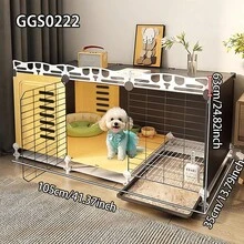 Plastic & Metal Combination Small/Medium Dog Crate With Pull-Out Tray, Indoor Puppy Playpen, Easy Assembly - Multicolor - View 12