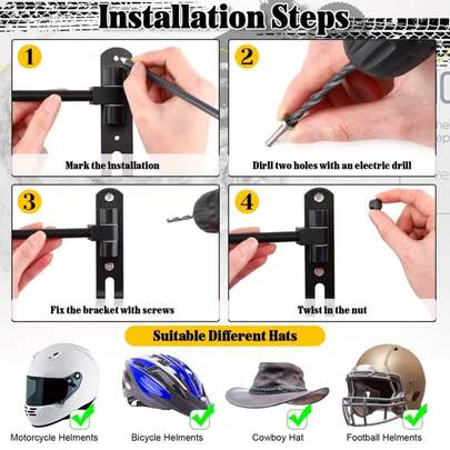 Estante de pared para casco de motocicleta con soportes de almacenamiento para casco, llaves, chaqueta, gorra, sudadera, guantes y ropa deportiva