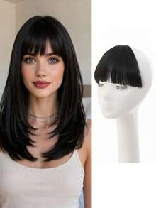 女士轻盈刘海假发 - 自然逼真，无鬓角，隐形轻盈刘海合成假发片 - 彩色 - 查看 10