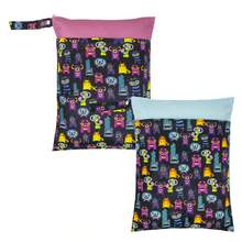 Baby Cloth Diaper Wet/Dry Bags, 2 Packs With Two Zippered Pockets, Waterproof, Washable, Reusable, Great For Travel, Beach, Pool, Gym, Swimsuit Or Wet Wear - Multicolor - View 22