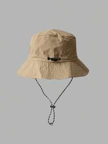 1pc Women/Men Foldable & Packable Bucket Hat, Windproof Drawstring Adjustable Sun Hat, Outdoor Sport Water Resistant Quick-Dry Cap - Multicolor - View 7