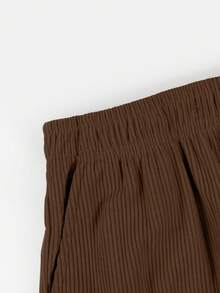 1 chiếc quần short cargo dáng retro phong cách đường phố Mỹ dành cho bé trai, chất liệu nhung kẻ, nhiều túi. - màu nâu - Xem 5
