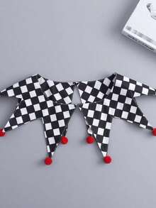 1 chiếc cổ áo rời kiểu chú hề cổ điển, phụ kiện trang phục biểu diễn xiếc cho nam và nữ, thiết kế dễ thương với quả bông trang trí, cổ áo giả đa năng. - Quả bóng lớn màu đỏ hình thoi - Xem 6