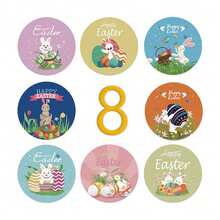 500pcs/Roll Easter Party Rabbit Stickers, 8 Cartoon Patterns Gift Seals Labels, Adhesive Stickers - one-size - View 10