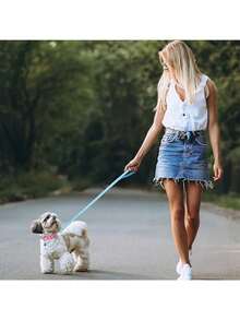 1 Set Of Dog Paw Print Collar With Bells Set And Leash, Equipped With Adjustable Buckle, Fashionable And Collar, Suitable For Small Dogs And Cats, With Multiple Colors To Choose From - Multicolor - View 3