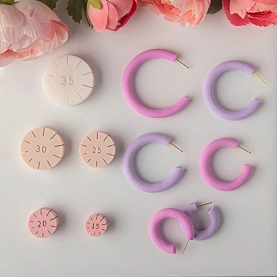 5pcs/Set Semi-Circle Soft Clay Earring Mold Kit, Curved Shaping Assist Clay Modeling Tool Set For DIY Beginner Handcraft - Round - View 1