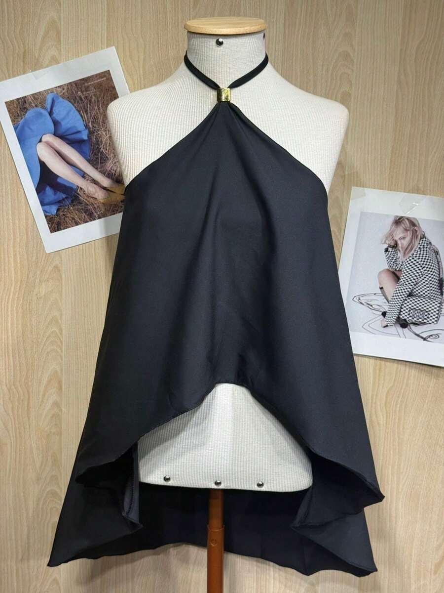 Women's Blouse With Asymmetrical Design For A Modern And Elegant Style - Hitam - View 1