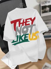 Teenage Boys' Slogan Print Short Sleeve T-Shirt, Teenage Boys' Summer Round Neck Casual Shirt - White - View 1