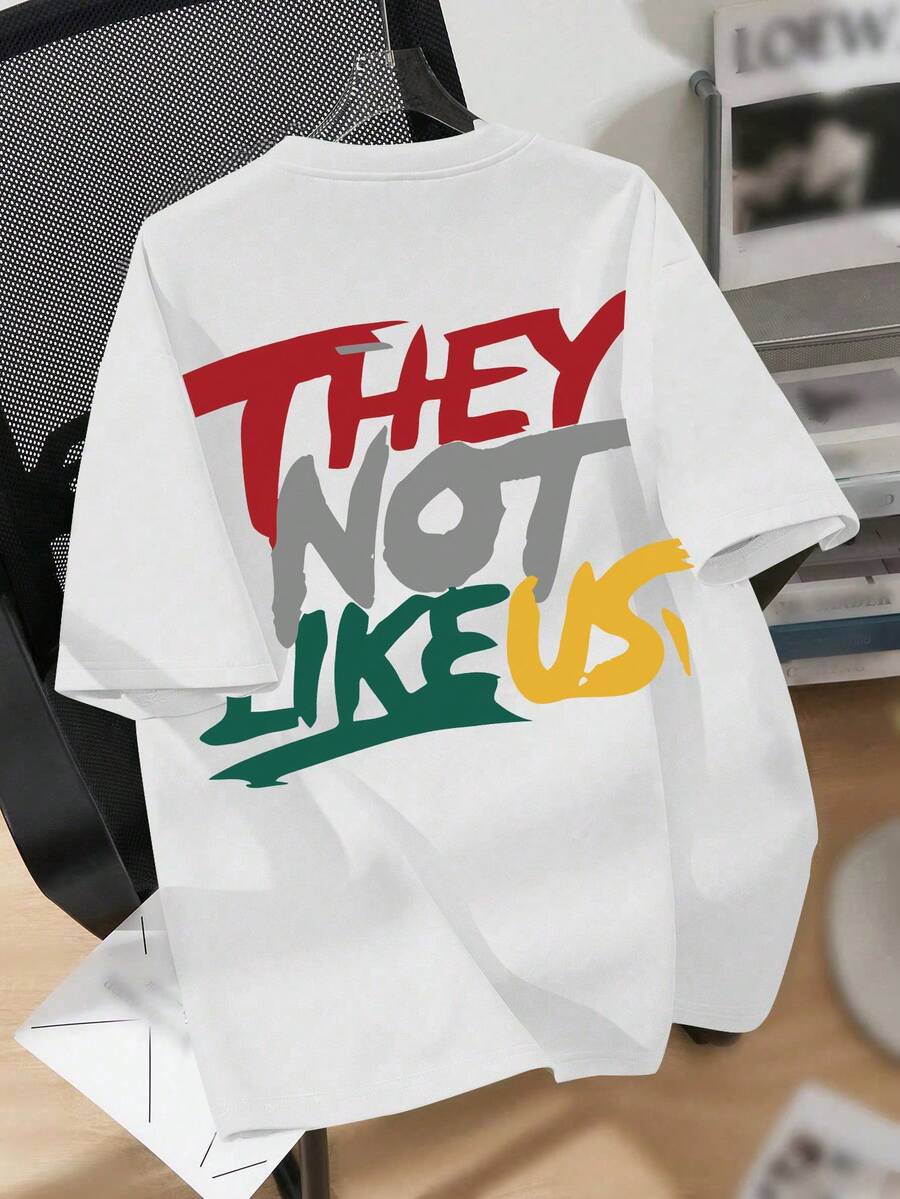 Teenage Boys' Slogan Print Short Sleeve T-Shirt, Teenage Boys' Summer Round Neck Casual Shirt - White - View 1