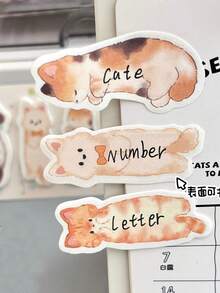 1pc Cute Cat & Dog Shaped Memo Pad, Aesthetic Cartoon Index Stickers, Student Message Categorizing Sticky Notes - Multicolor - View 2