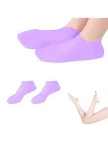 1双硅胶保湿袜 - 高弹芦荟舒缓防滑凝胶鞋跟袜，夜间居家足部护理，软化保湿，无需穿鞋，质地柔软，女士保湿防裂鞋底袜，适用于干燥脚后跟 - 足部护理 - 彩色 - 查看 8