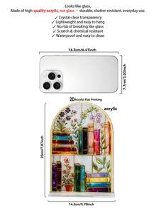 1个亚克力书架阳光捕捉器，2D打印复古图书馆花卉书堆装饰，美观书虫桌面摆件，透明防水防刮书架造型舒适阅读角装饰，文学主题房间装饰，毕业/生日礼物 - 款式A - 查看 12