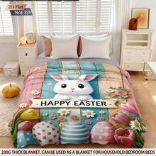 1 pieza Manta suave de franela con estampado de conejito de Pascua colorido, manta cómoda para sofá, dormitorio, estudio, cama de dormitorio, camping, regalo versátil, adecuado para todas las estaciones, excelente para niñas, niños y decoración de habitación - 2922+230MT - Ver 7