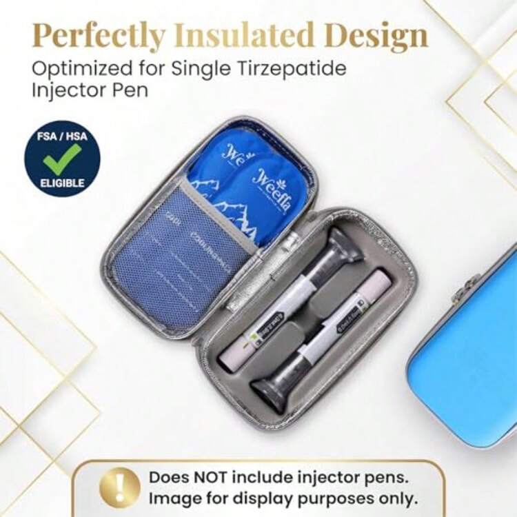 tirzepatide travel case WIBOND GLP-1 Vial Cooler TSA Approved, Peptide & Storage Bag for Zepbound Mounjaro Vials, Insulin Cooler with Reusable Ice Bricks for Medication Travel (Navy Blue) : Health & Best Mounjaro Travel Case UK