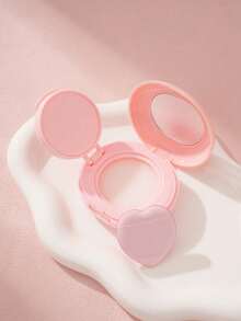1pc Pink Heart Shaped Compact Powder Case, Heart/Oval Design, Cute & Fashionable With Mirror And Refillable Cushion, Concealer BB Cream Foundation Compact, Convenient Travel Makeup Container, Suitable As Mother's Day/Women's Gift - Multicolor - View 11