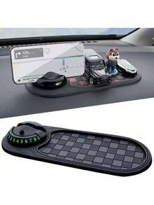 360°旋转防滑仪表盘垫，带手机支架和停车号码设计，汽车内饰收纳垫 - A - 查看 3