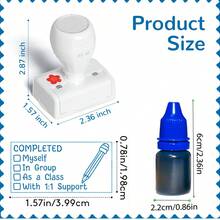 1 con dấu chấm điểm lớp học được nâng cấp + 1 ruột dấu thay thế, con dấu chấm điểm hình hoa nhỏ màu đỏ, con dấu đánh giá lớp học, con dấu đánh dấu bài tập về nhà của giáo viên, con dấu giáo viên đầu năm học, đồ dùng học tập, đồ dùng nhà trường (Kích thước con dấu: 0.78in*1.57in) - 1 chai FS10 màu trắng + 1 gói dung dịch thay thế (10ml) - Xem 6