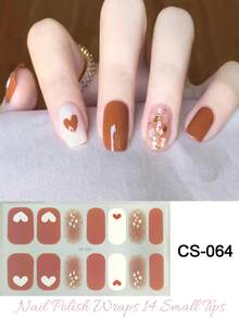 Waterproof Self-Adhesive Nail Art Stickers Set, Fresh Designs Suitable For Autumn/Winter Nail DIY - Brown - View 8