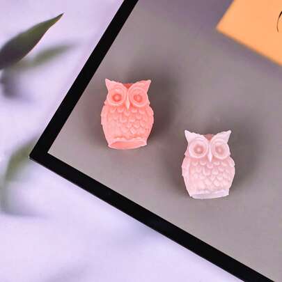 1个3D猫头鹰蜡烛硅胶模具，DIY猫头鹰摆件模具，可重复使用的硅胶模具，适用于家居装饰和手工制作