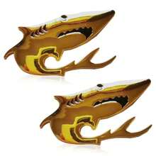 2PCS 3D Shark Metal Car Emblem Sticker Decal 3.5*1.7 Cool Fish Nameplate Sticker For Auto Body Badge Decal On SUV Motorcycle Truck Fenders Bumper Window Laptop Decoration Gold Finish High-Definition Metallic Design Durable Outdoor Use Stylish Vehicle Customization Accessory - -Vàng- - Xem 7