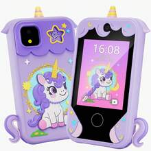 Kids Phone Girl Toys, Birthday Gifts Age 3-10 Year Old Girls Boys Toys, Kids Toddler Phone, Detective Educational Learning Toys With 2.8 Touchscreen, Music Video Game (Purple),Birthday - 紫色 - 查看 1